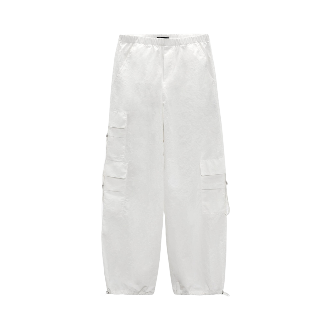 4391/447,446/250 (W) Zara Nylon Blend Parachute Pants White