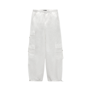 (W) Zara Nylon Blend Parachute Pants White