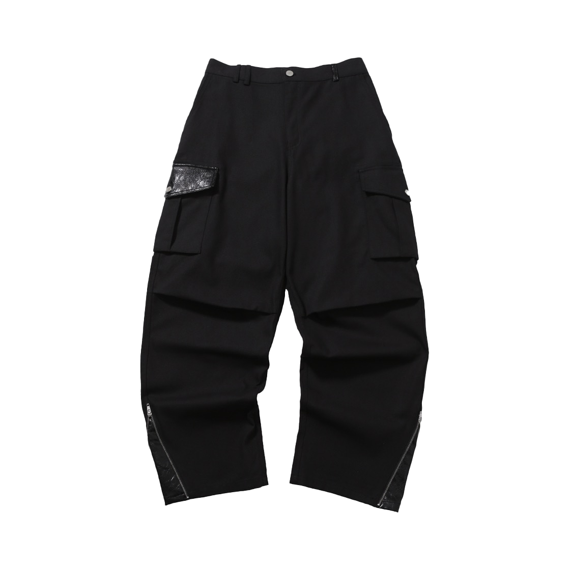 티비오에스 레더 디테일 카고 팬츠 블랙(T.B.O.S Leather Detail Cargo Pants Black)