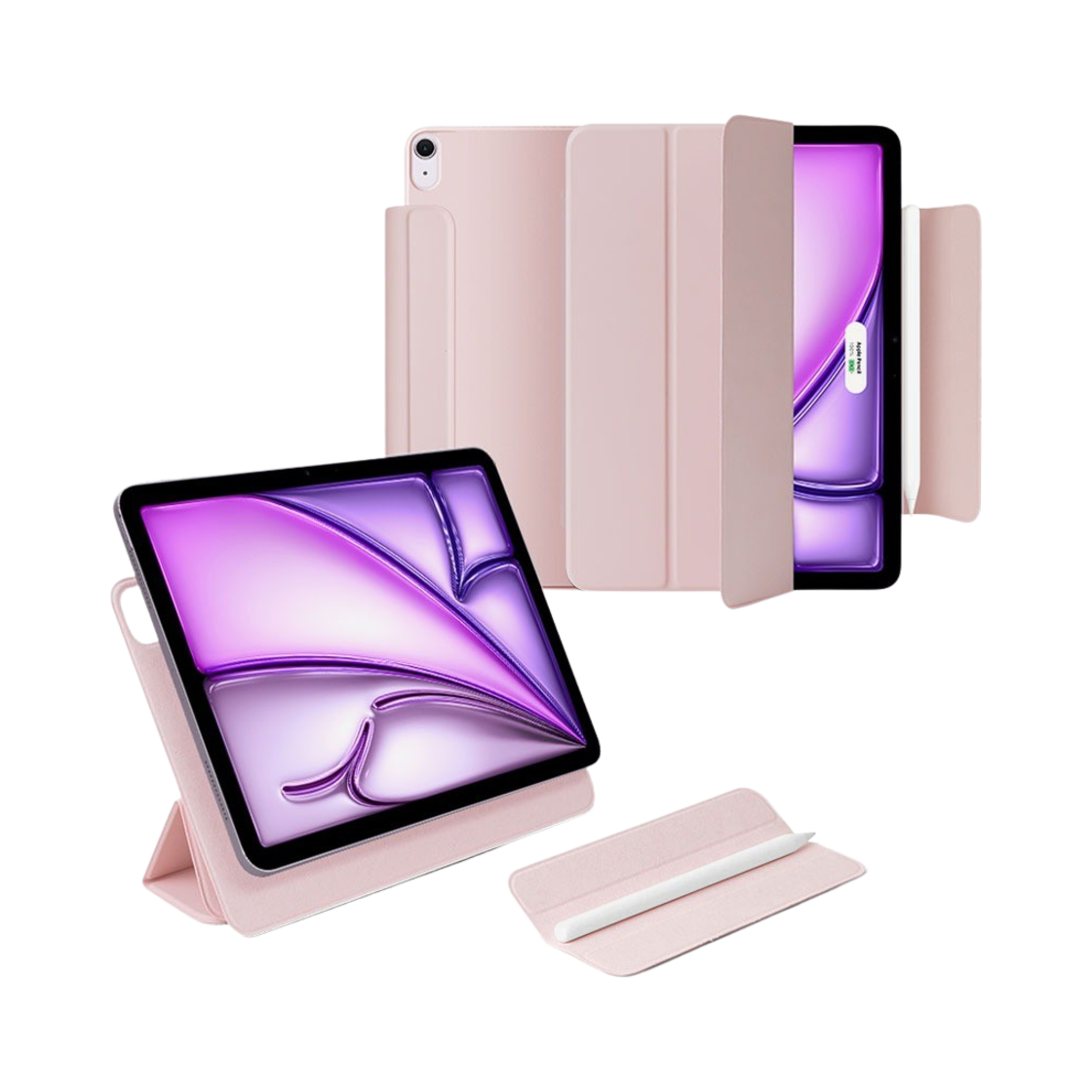 탱글우드 착 마그네틱 3단 분리형 아이패드 커버 에어 M3 M2 M1 7/6/5/4세대 11형 핑크