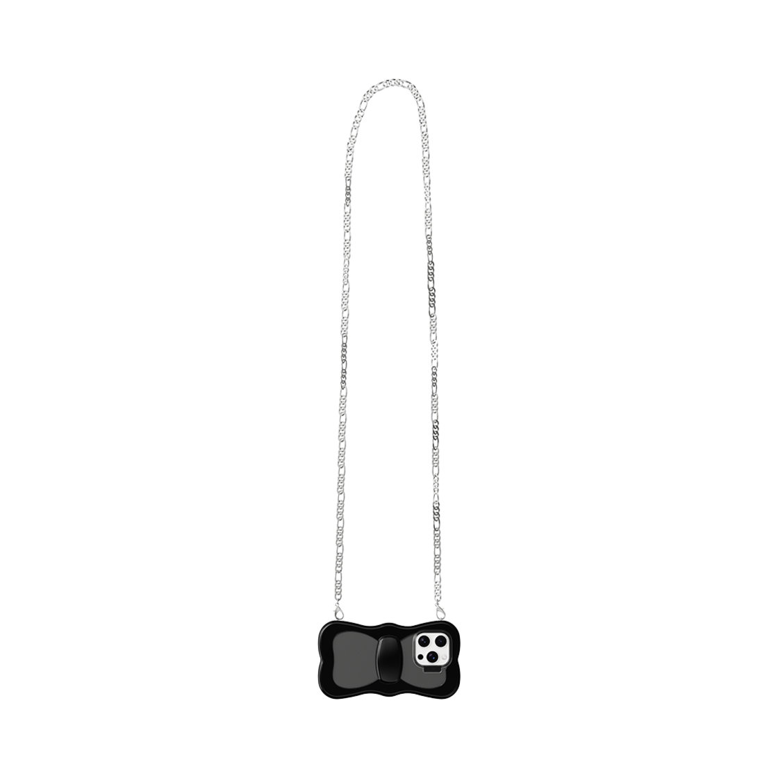 그래그 레이어드 리본 케이스 - 블랙 (레이어드 리본 롱 글라이드 체인 - 실버)