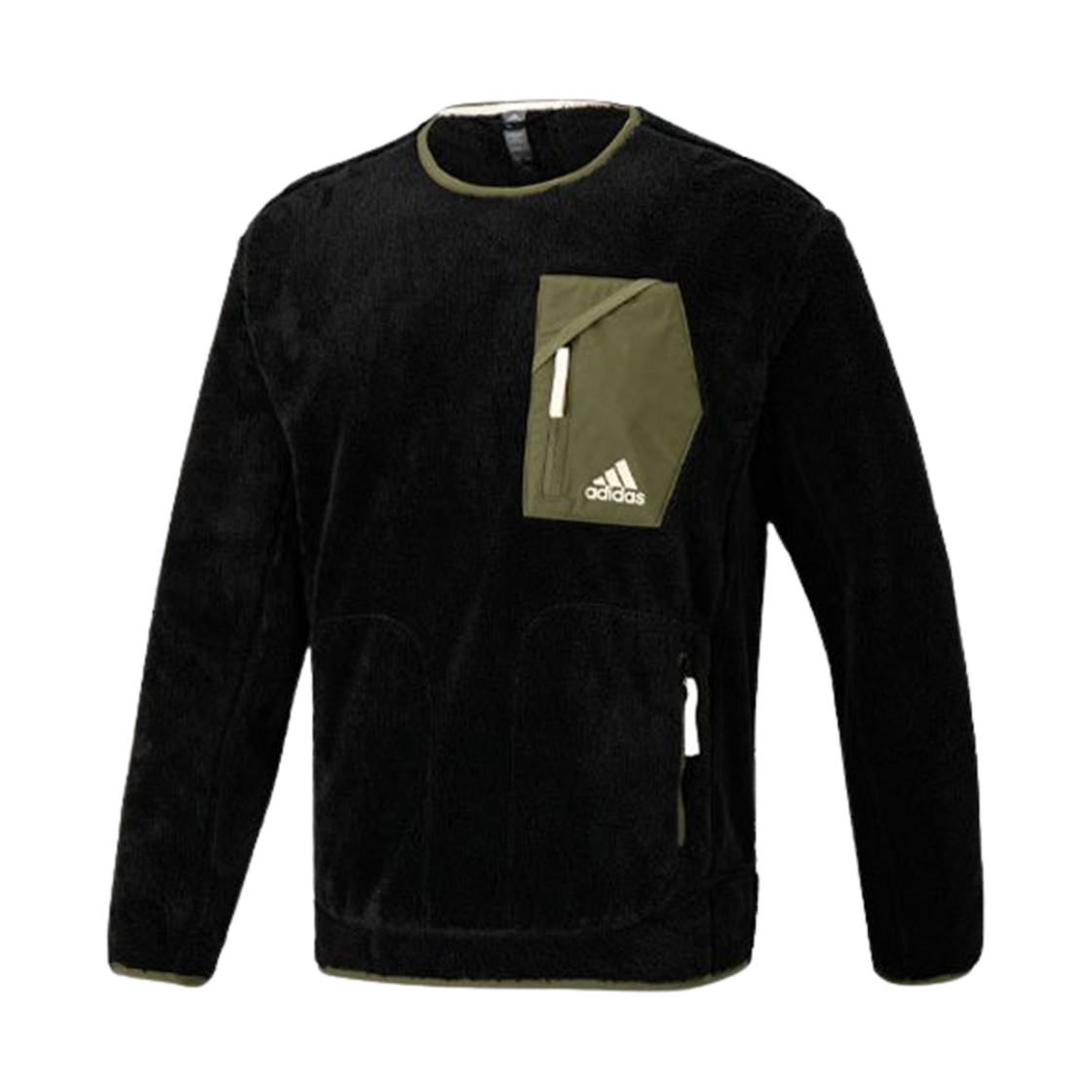 아디다스 플리스 크루 스웨트셔츠 블랙 - KR 사이즈(Adidas Fleece Crew Sweatshirt Black - KR Sizing) - 1