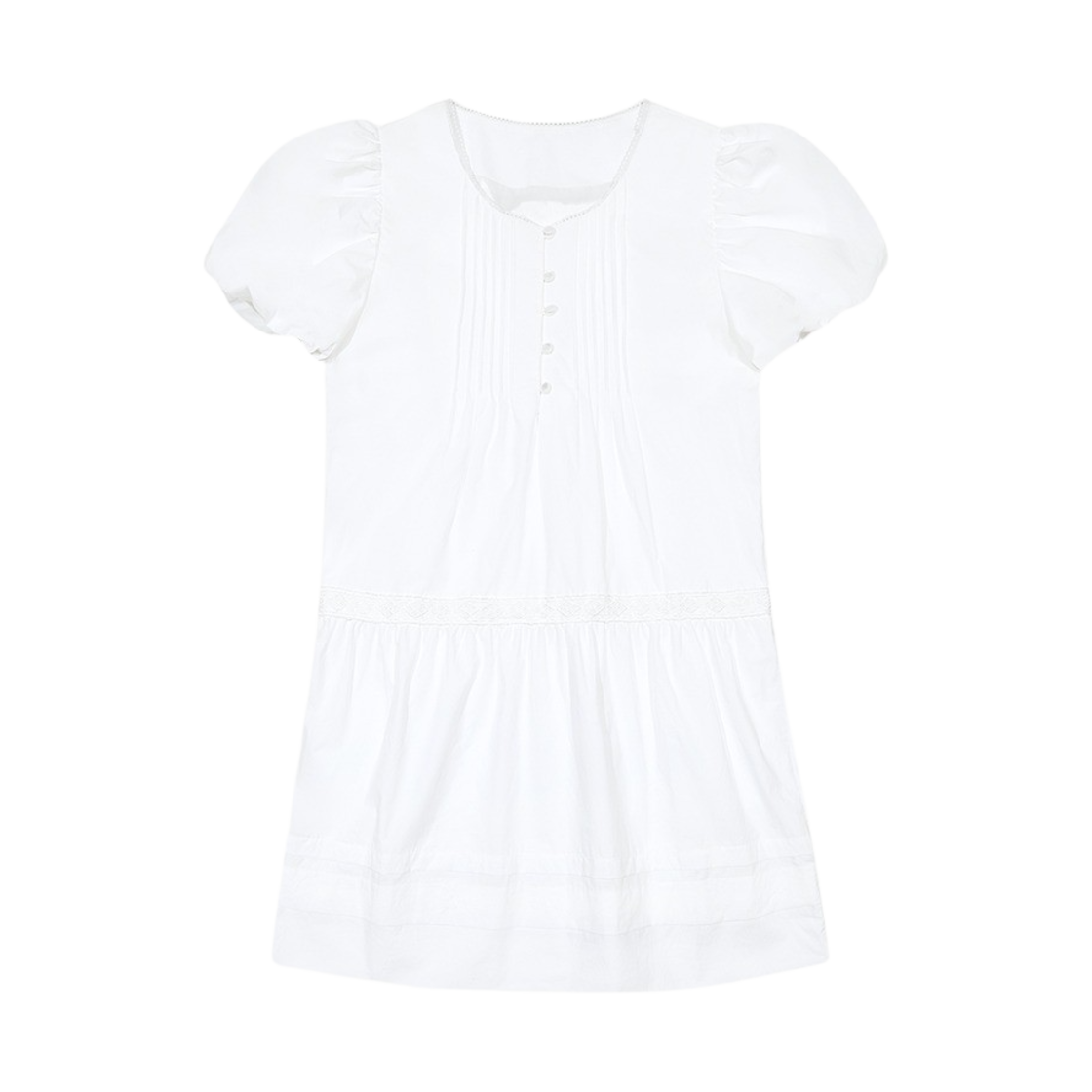 마가린핑거스 핀턱 셔링 원피스 화이트(Margarin Fingers Pin Tuck Shirring One Piece White) - 1