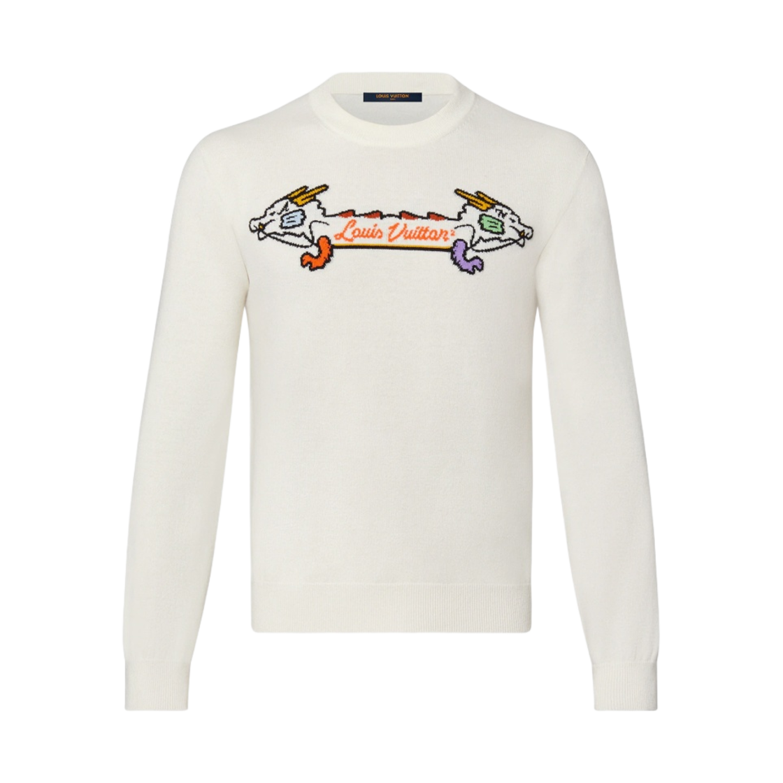 루이비통 인타르시아 자카드 그래픽 캐시미어 크루넥 니트 오프 화이트(Louis Vuitton Intarsia Jacquard Graphic Cashmere Crewneck Knit Off White) - 1