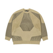 Ajobyajo Paneled Mixed Knit Sweater Beige