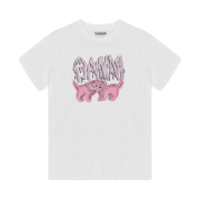 (W) Ganni Relaxed Cats T-Shirts White