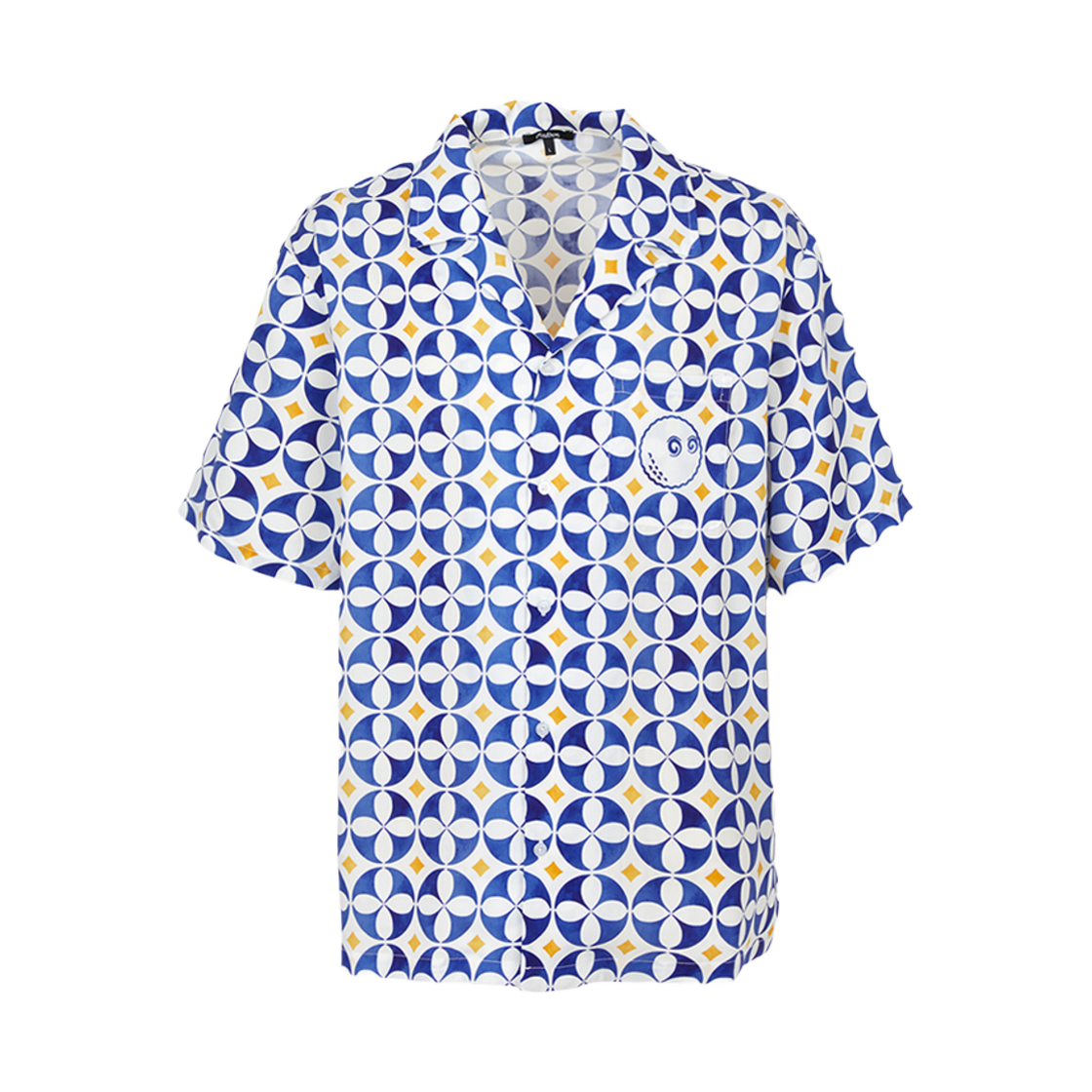 M9134MLT Malbon Golf Golf Wear Short Sleeve Shirt Blue