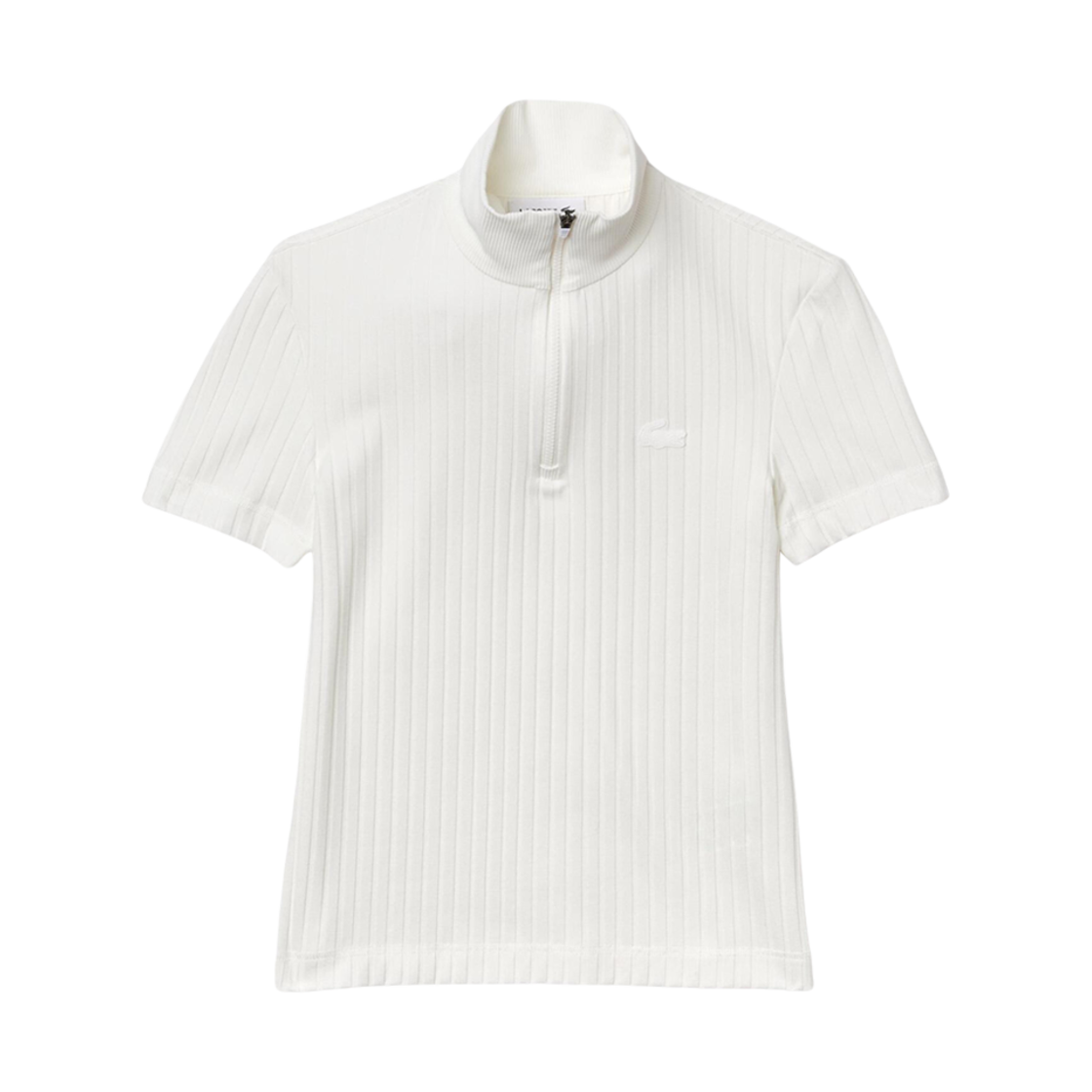 (W) 라코스테 슬림핏 하프 집 폴로 셔츠 화이트((W) Lacoste Slim Fit Half Zip Polo Shirt White) - 1
