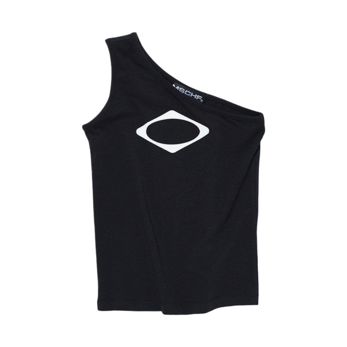 (W) 미스치프 롬버스 원 숄더 탑 블랙((W) Mischief Rhombus One Shoulder Top Black)