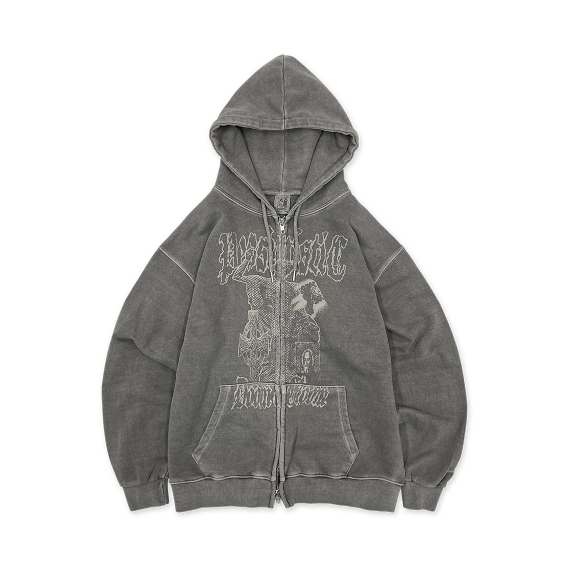 디파이클럽로버스 둠 앤 글룸 후드집업 피그먼트 차콜(DEFYCLUBROBBERS Doom and Gloom Hoodie Zip-Up Pigment Charcoal)