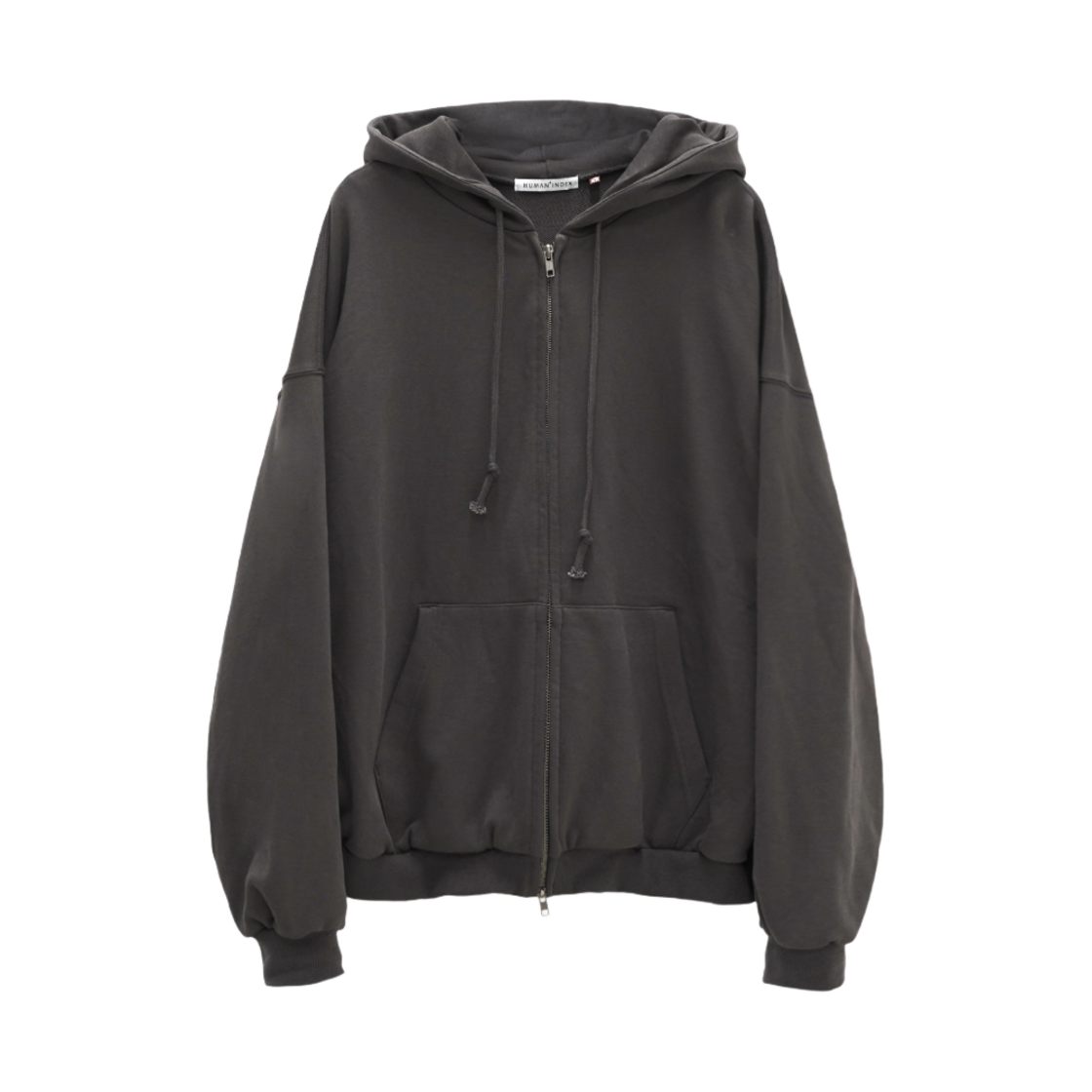 PL5TJU6951AH Polyteru Human Index Human Loosed Zip Hoodie Brown Charcoal