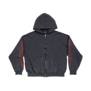 Balenciaga Offshore Zip-Up Hoodie Medium Fit Black Faded