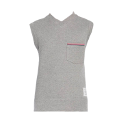 Thom Browne Cotton Interlock V-Neck Vest Light Grey