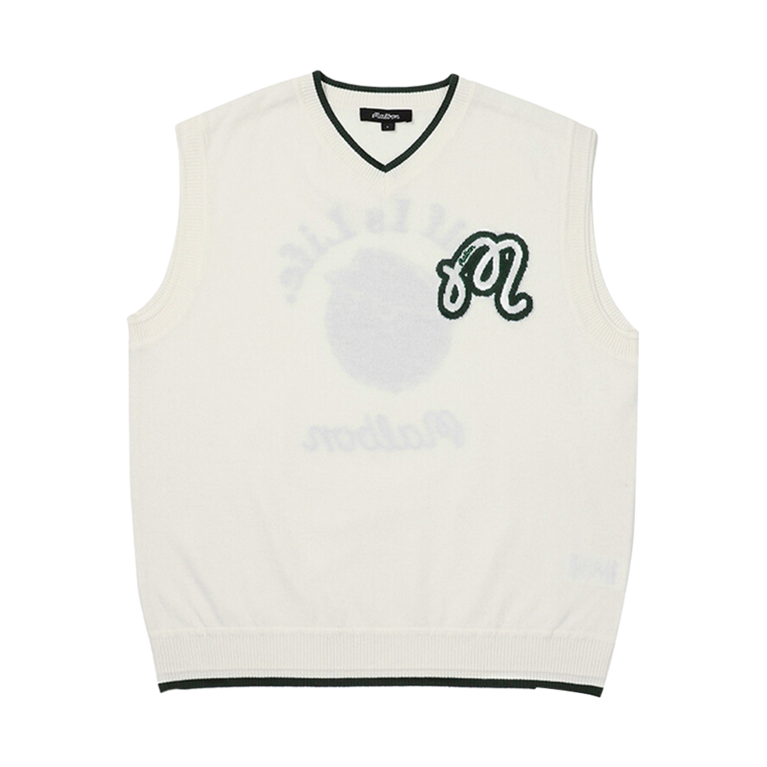 - Malbon Golf Logo Point Wool Vest White - 대표 이미지 #1