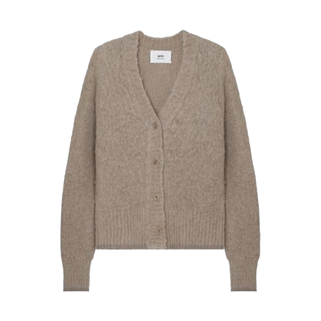 (W) 아미 브러쉬드 가디건 베이지((W) AMI Brushed Cardigan Beige) - 1