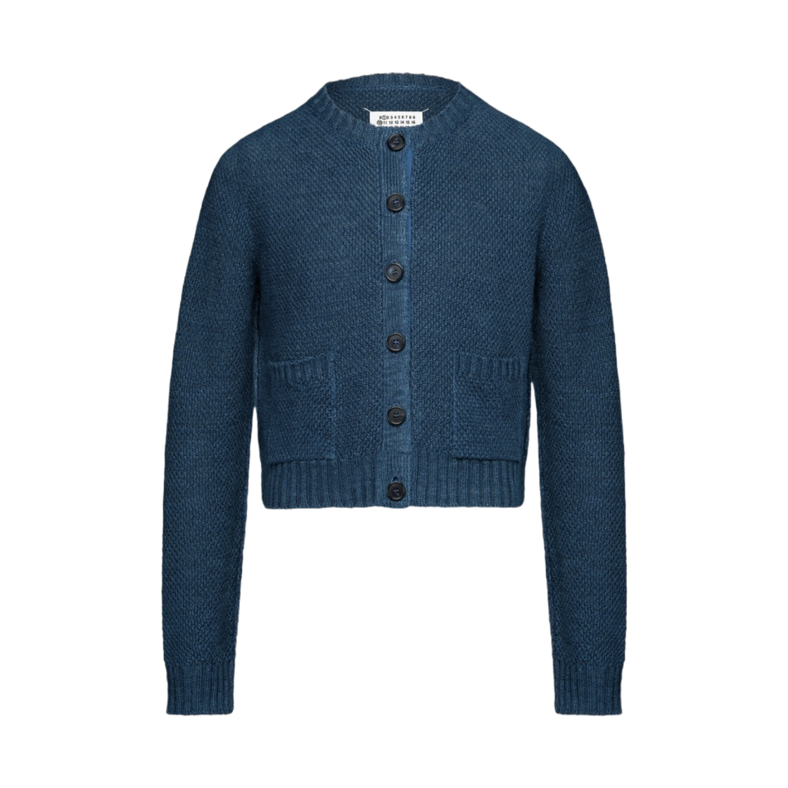 S51HP0004S18200509 (W) Maison Margiela Hemp Basket Weave Knit Cardigan Blue