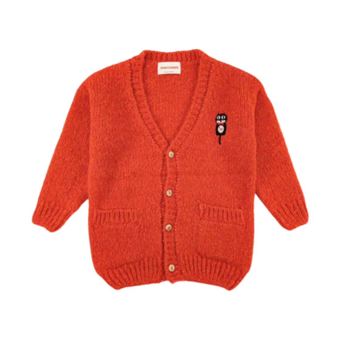 222AC115 (Kids) Bobo Choses Cat O'Clock Cardigan Red