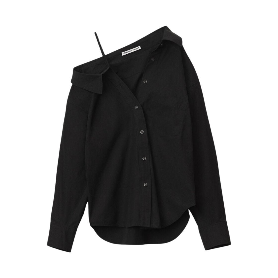 (W) 알렉산더 왕 컴팩트 코튼 오프숄더 셔츠 블랙((W) Alexander Wang Off-Shoulder Shirt in Compact Cotton Black) - 1
