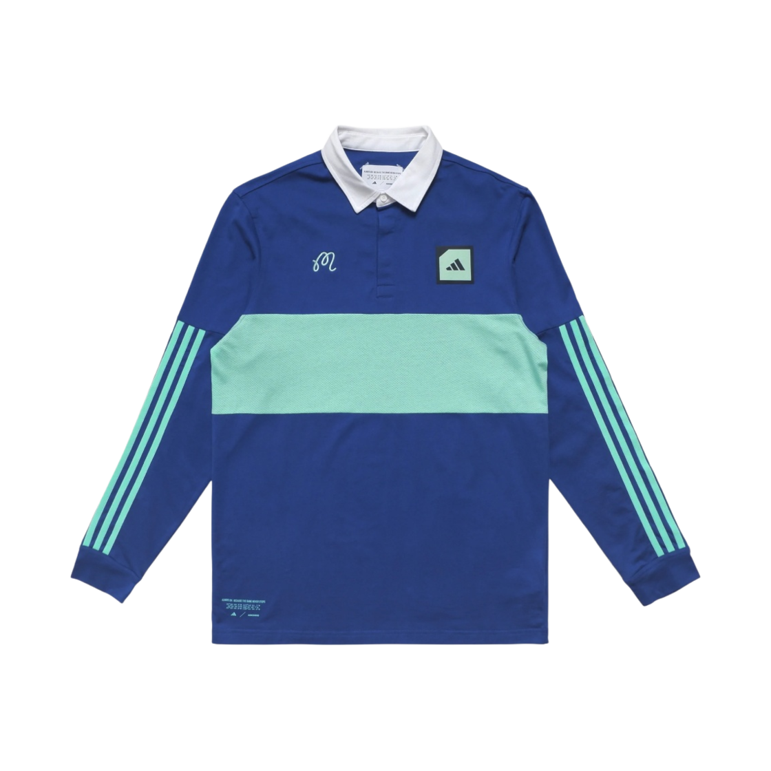 말본 골프 x 아디다스 ADX 롱슬리브 폴로 루시드 블루(Malbon Golf x Adidas ADX Long Sleeve Polo Lucid Blue)