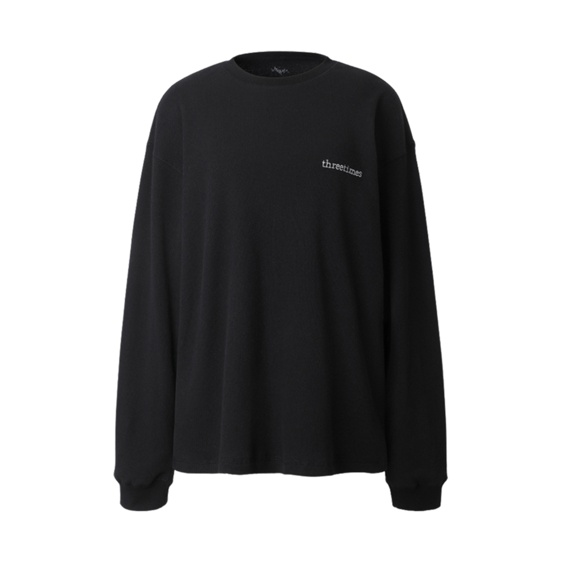 (W) 쓰리타임즈 코지 와플 탑 블랙((W) Threetimes Cozy Waffle Top Black) - 1