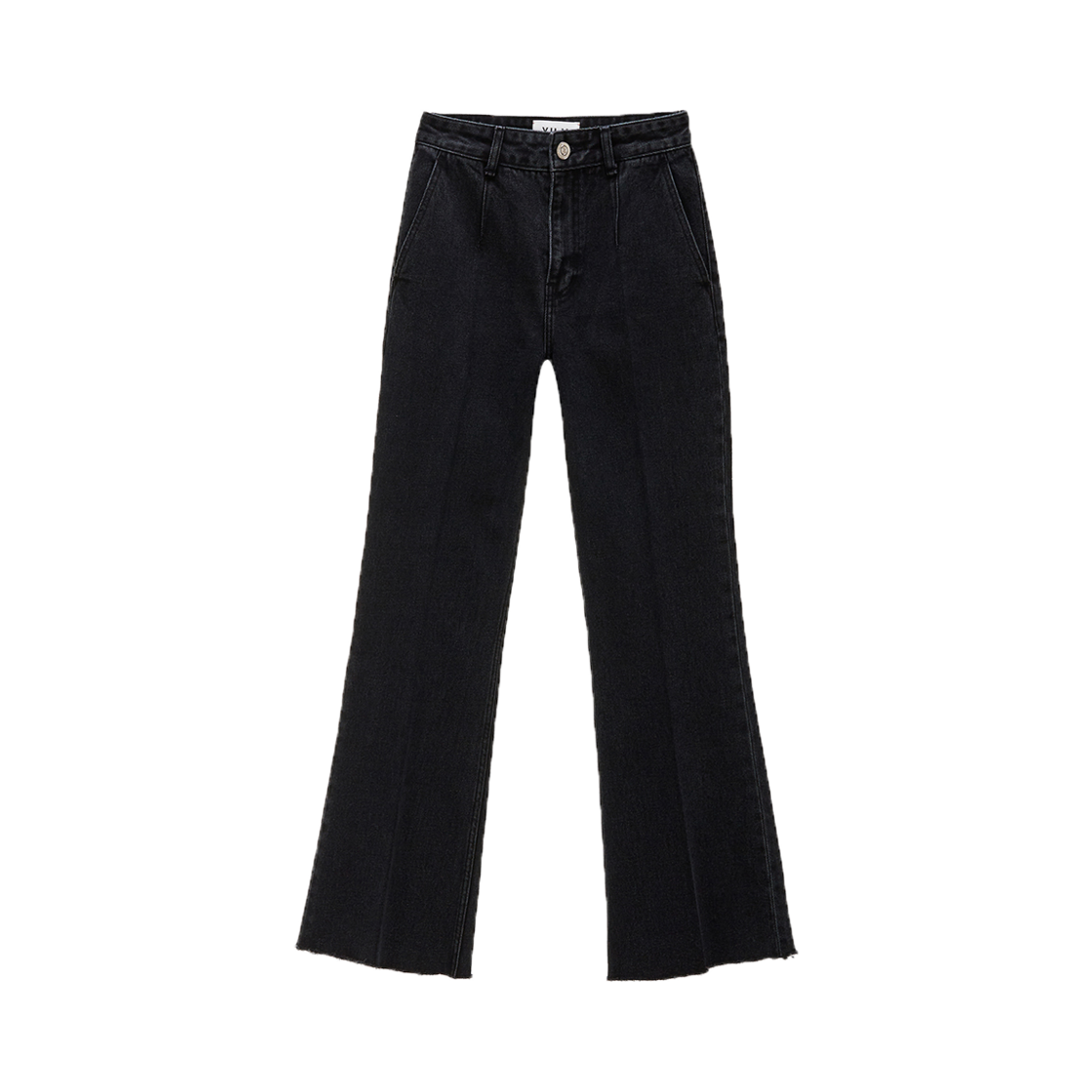 25SW WOMENS_01 YUJI Womens Raw Edge Flared Denim Black