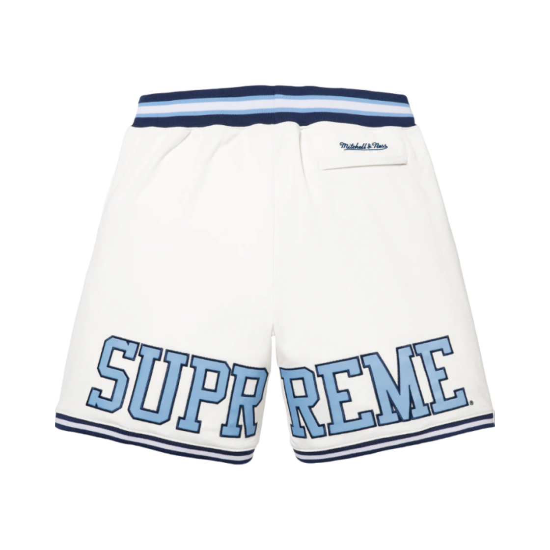 슈프림 미첼 & 네스 NCAA 베스킷볼 쇼츠 화이트 - 24FW(Supreme Mitchell & Ness NCAA Basketball Shorts White - 24FW)