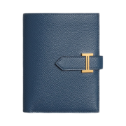 Hermes Bearn Compact Wallet Epsom & Gold Navy