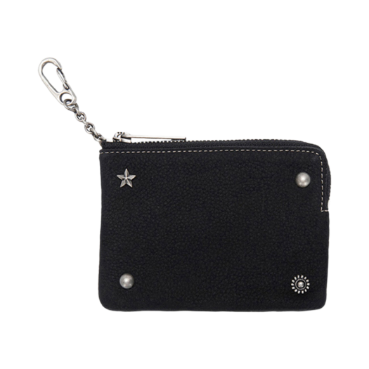 DD000107_BKNB Margesherwood Stud Zipper Wallet Black Nubuck
