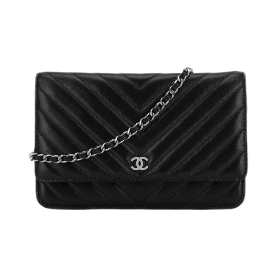 샤넬 클래식 체인 지갑 램스킨 & 실버 메탈 블랙(Chanel Classic Wallet On Chain Lambskin & Silver Black) - 1