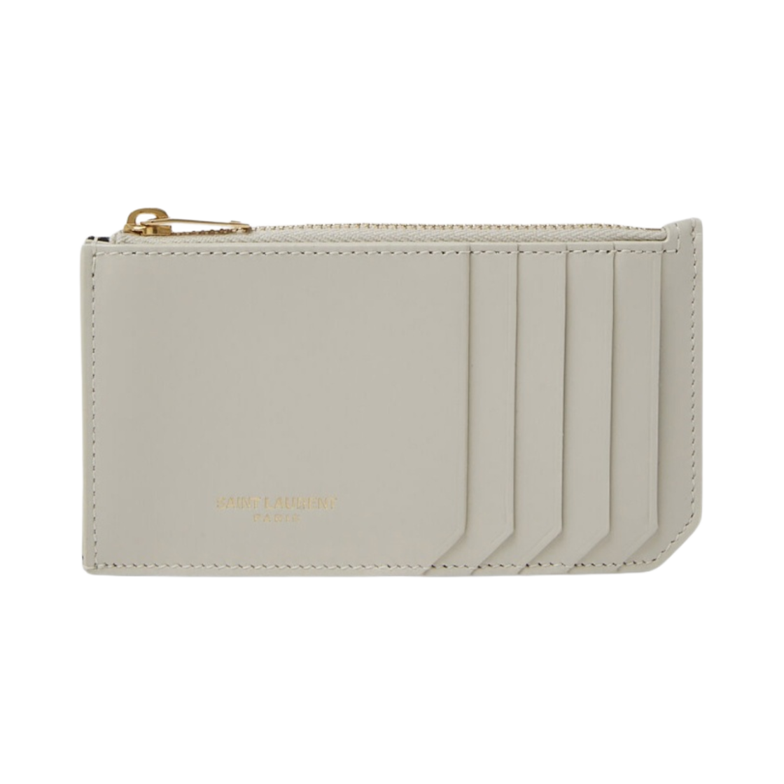 631992-2R20J-9207 Saint Laurent Paris Zipped Card Case Leather Blanc Vintage