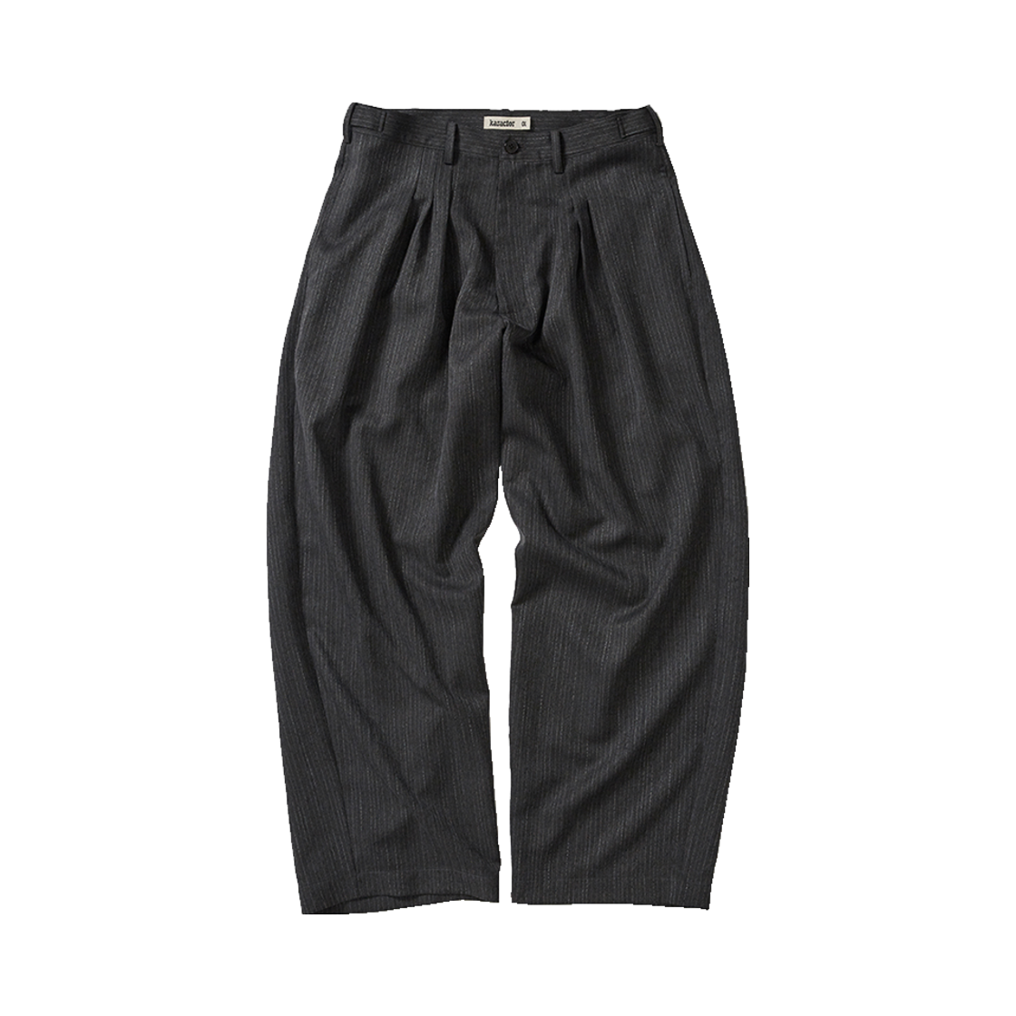 카락터 헤링본 플리츠 팬츠 챠콜(Karactor Herringbone Pleat Pants Charcoal)