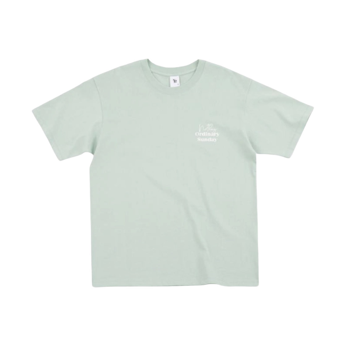 NOS7 화이트 커시브 로고 박스 핏 티셔츠 민트(NOS7 White Cursive Logo Box Fit T-Shirt Mint)
