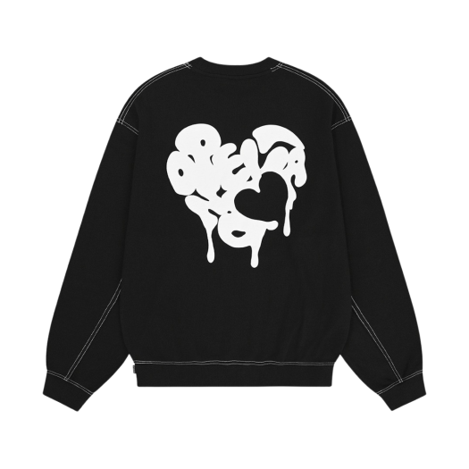 OYBDF1SW165BK OY Emboss Melting Heart Sweatshirt Black