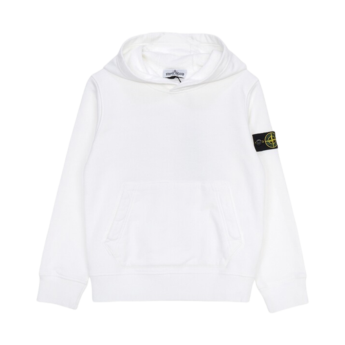 811661620-V0001 (Kids) Stone Island 61620 Organic Cotton Fleece Hooded Sweatshirt with Pockets White - 24FW