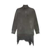 (W) Diesel Faded Sweatshirt Dress with Jersey Trim Dark Grey