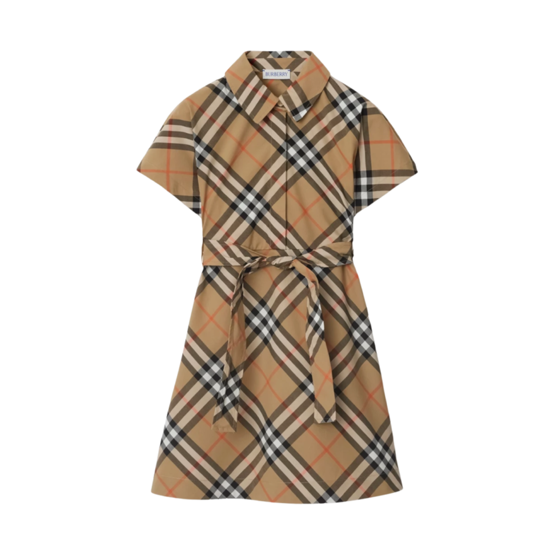8090538 (Kids) Burberry Check Cotton Shirt Dress Sand
