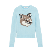 (W) Maison Kitsune Big Fox Head Pullover Knit Aqua