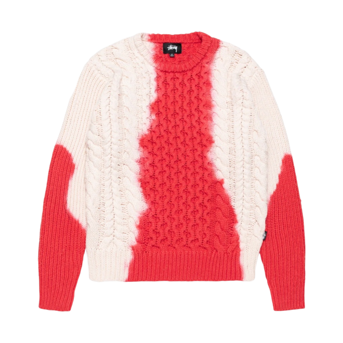 117188 Stussy Tie Dye Fisherman Sweater Red
