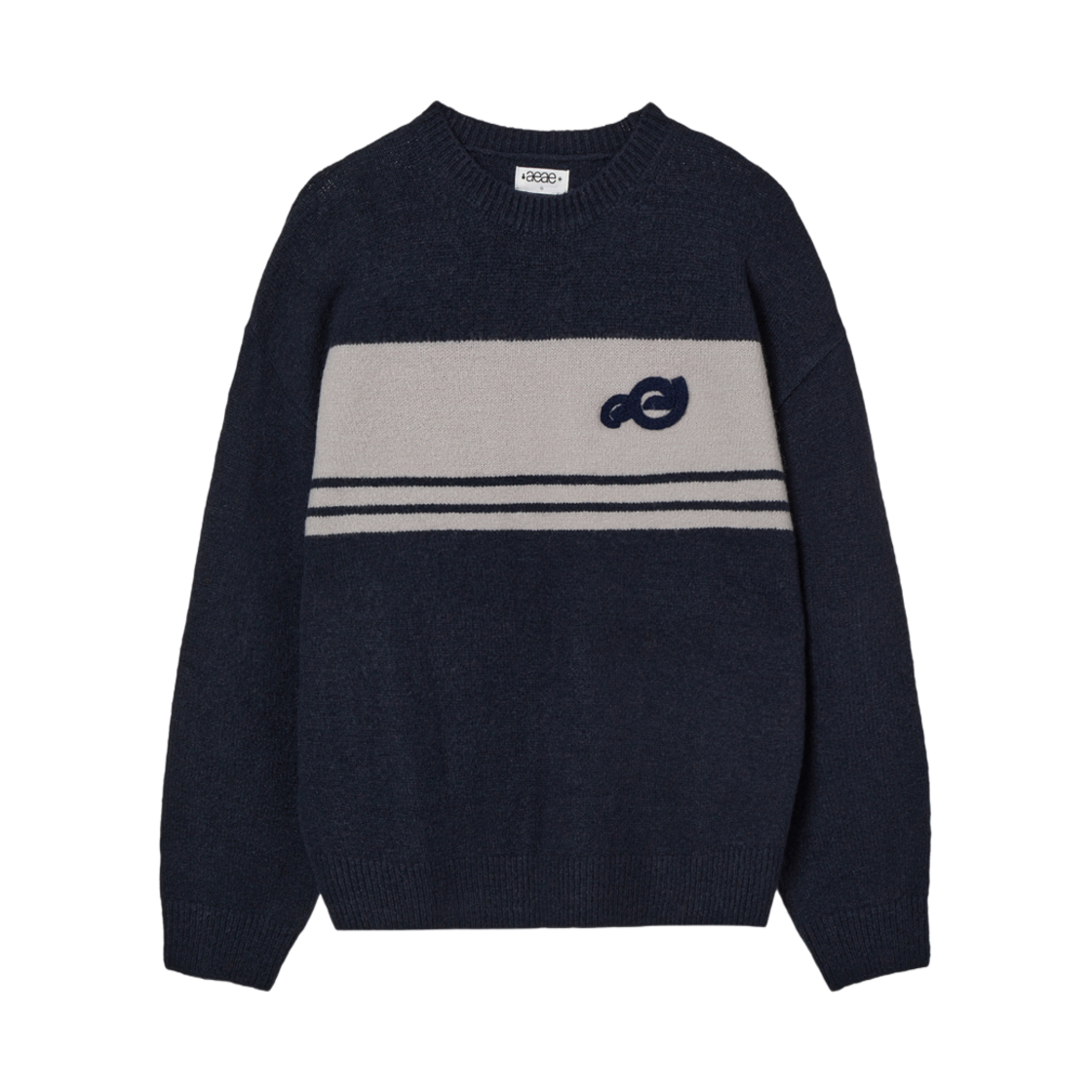 에이에이 컬러 블록 니트 네이비(Aeae Color Block Knit Navy)
