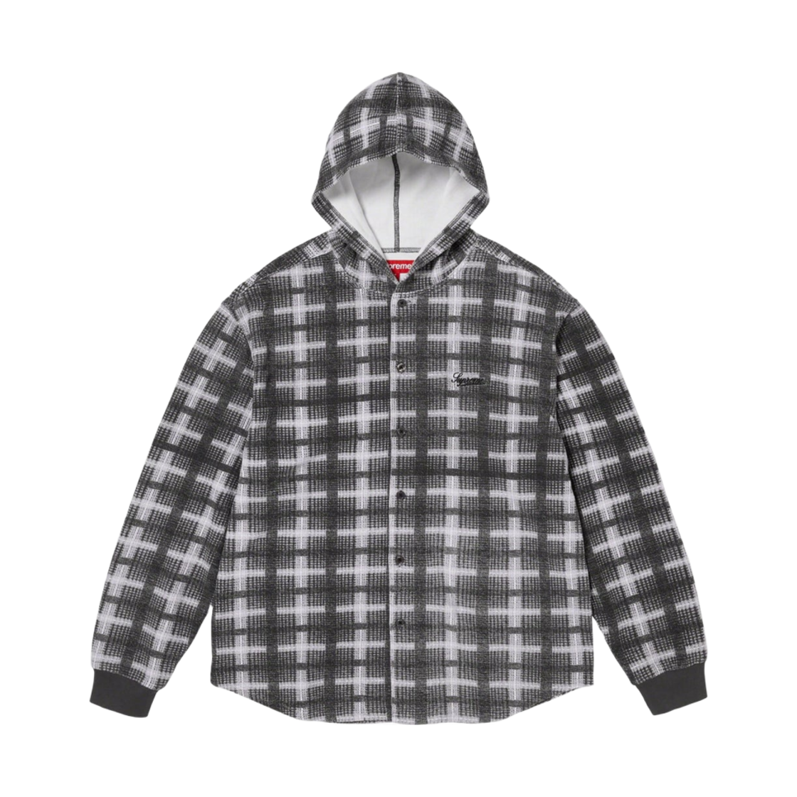 슈프림 후드 플레이드 니트 셔츠 블랙 - 23FW