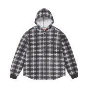 Supreme Hooded Plaid Knit Shirt Black - 23FW