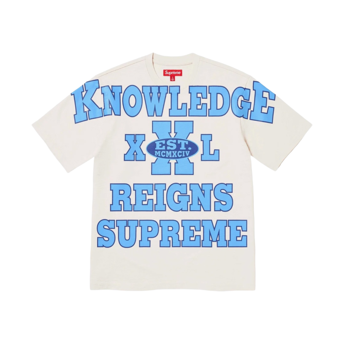 슈프림 오버프린트 놀리지 숏슬리브 탑 크림 - 24SS