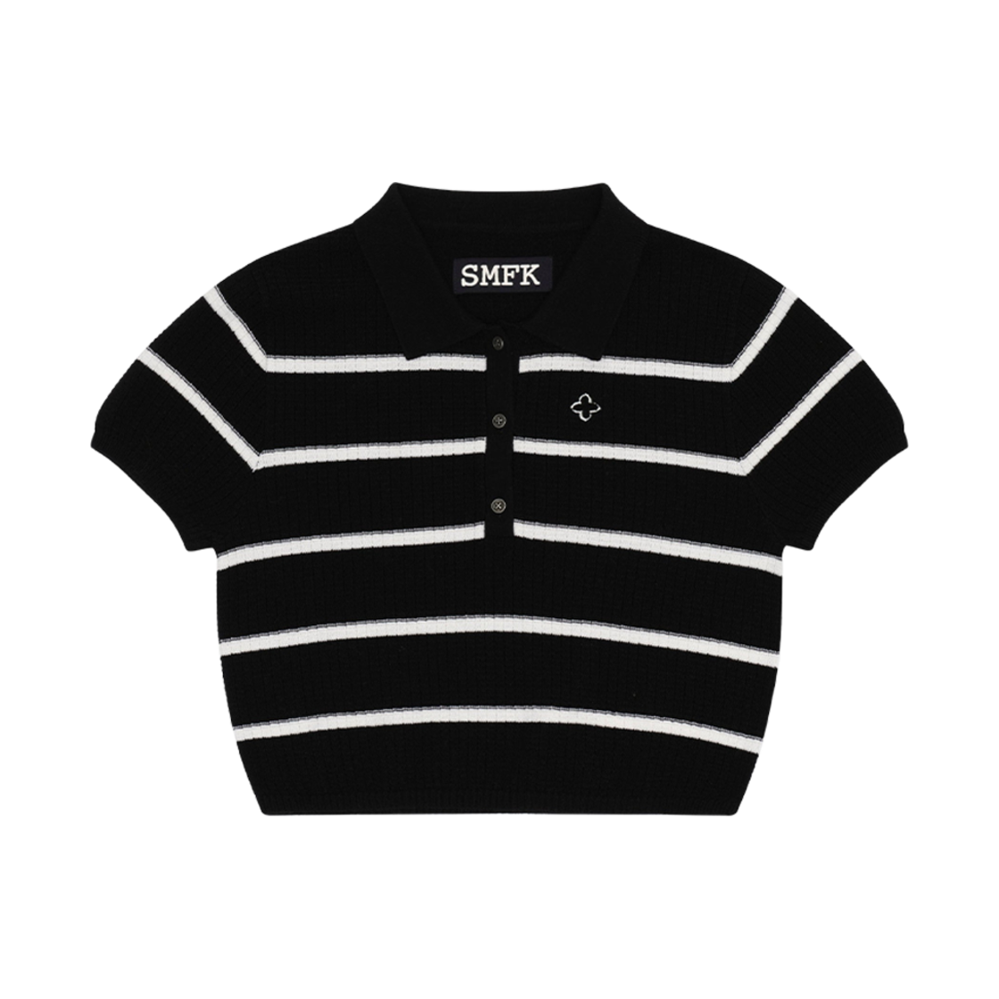 (W) 에스엠에프케이 캠퍼스 블랙 스트라이프 폴로 블랙((W) SMFK Campus Black Stripe Polo Black)