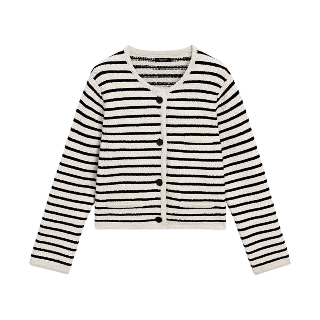5645/615/712 Massimo Dutti Striped Knit Textured Cardigan with Buttons Cream