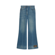 (W) Gucci Denim Flare Trouser with Label Dark Blue