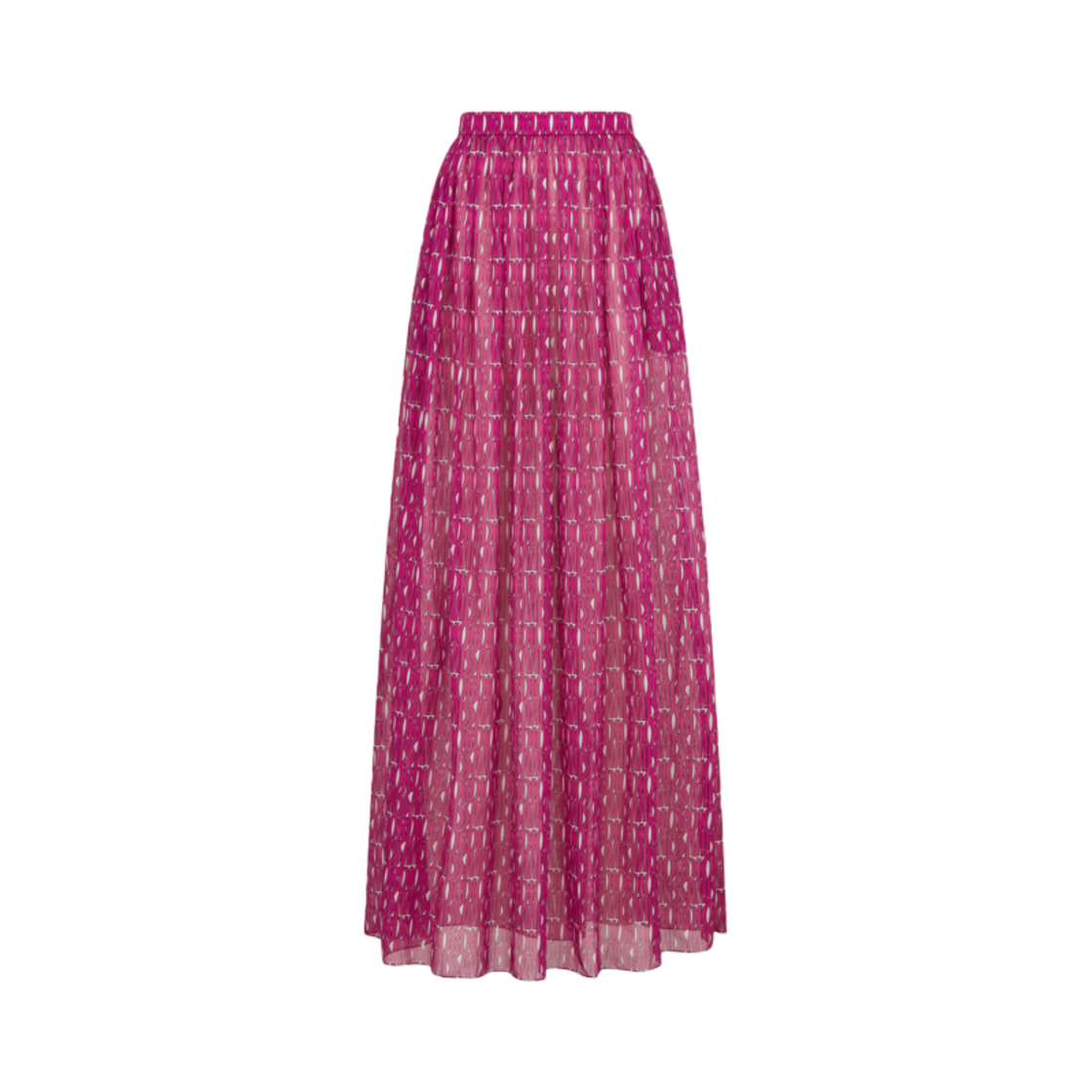 (W) 디올 코튼 무슬린 미스 디올 올오버 모티프 롱 플리츠 스커트 푸시아((W) Dior Cotton Muslin with Miss Dior Allover Motif Long Pleated Skirt Fuchsia) - 1