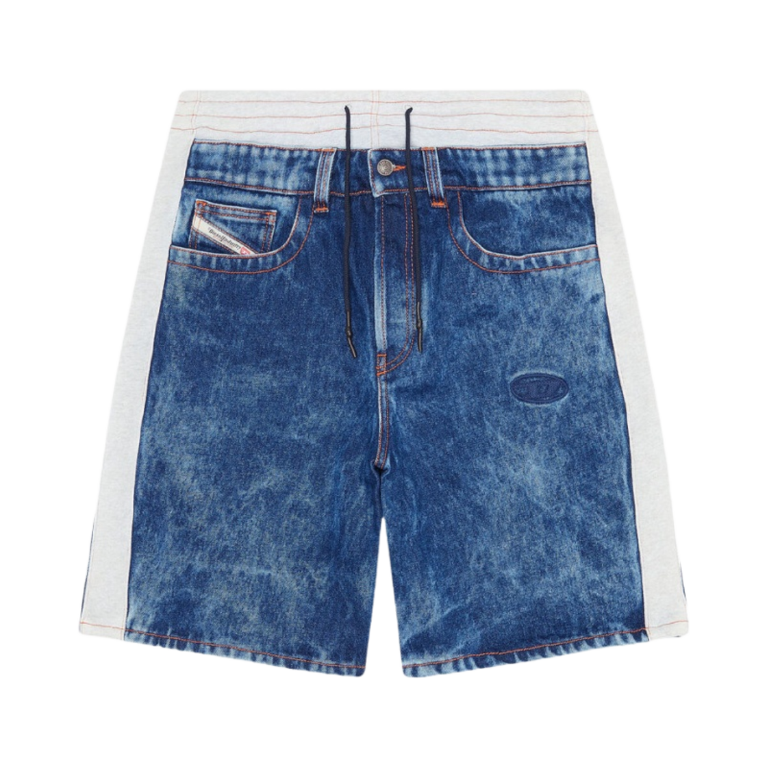 디젤 D-바이쏘 저지 웨이스트밴드 데님 쇼츠 미디움 블루