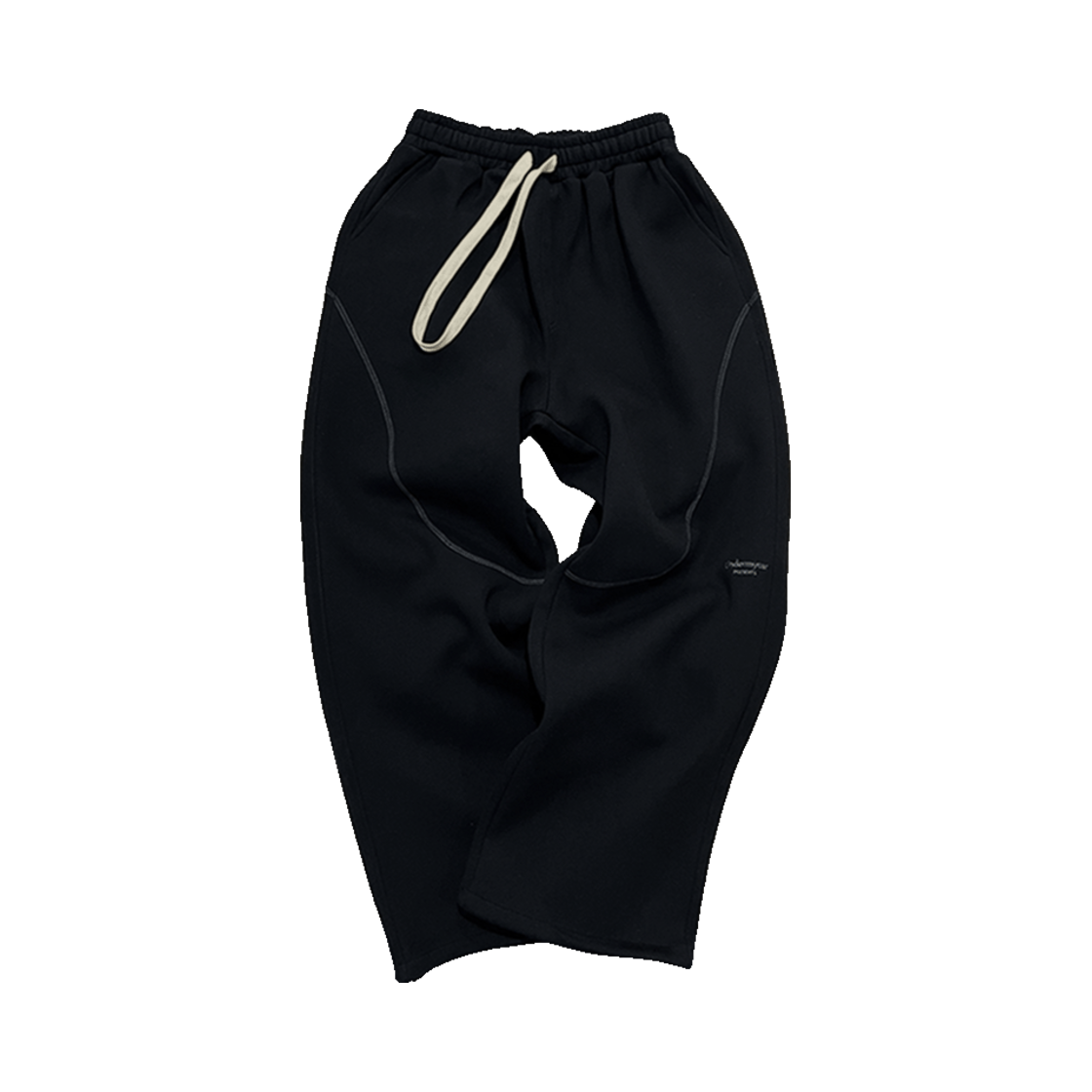 언더마이카 무.112 오리지널 로고 커브 라인 스티치 본디드 스웻 팬츠 블랙(Undermycar Mu.112 Original Logo Curve Line Stitch Bonded Sweat Pants Black)