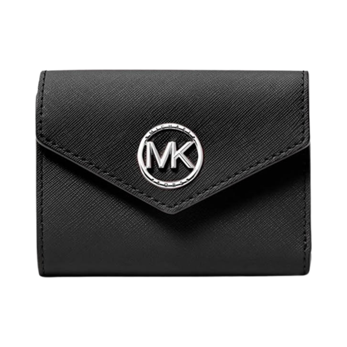 34S2SNME6L001 Michael Kors Greenwich Medium Saffiano Leather Tri-Fold Envelope Wallet Black