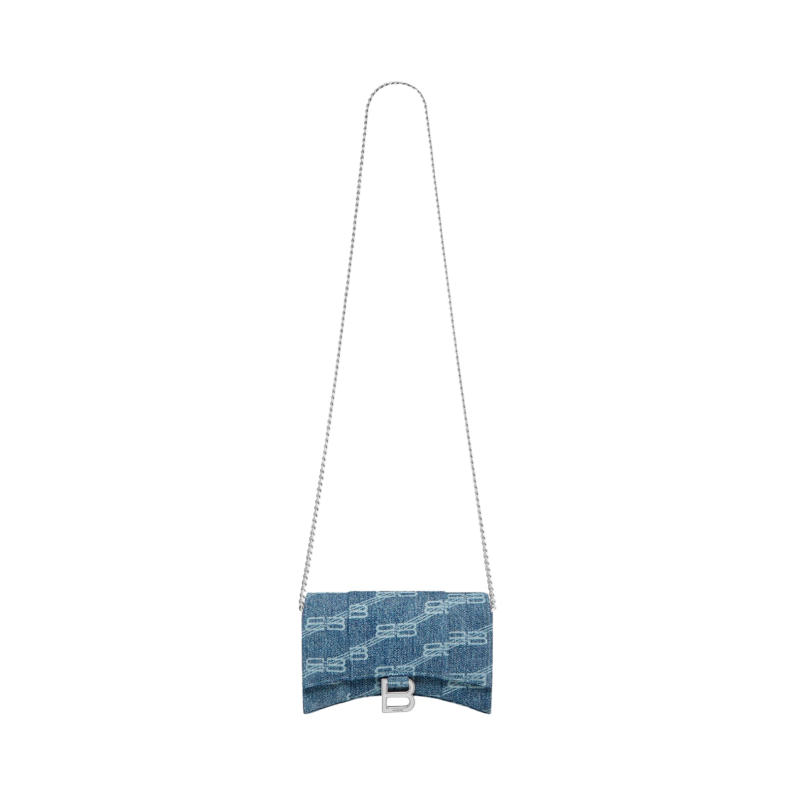 발렌시아가 아워글래스 체인 지갑 BB 모노그램 데님 블루(Balenciaga Hourglass Wallet On Chain BB Monogram Denim Blue) - 1